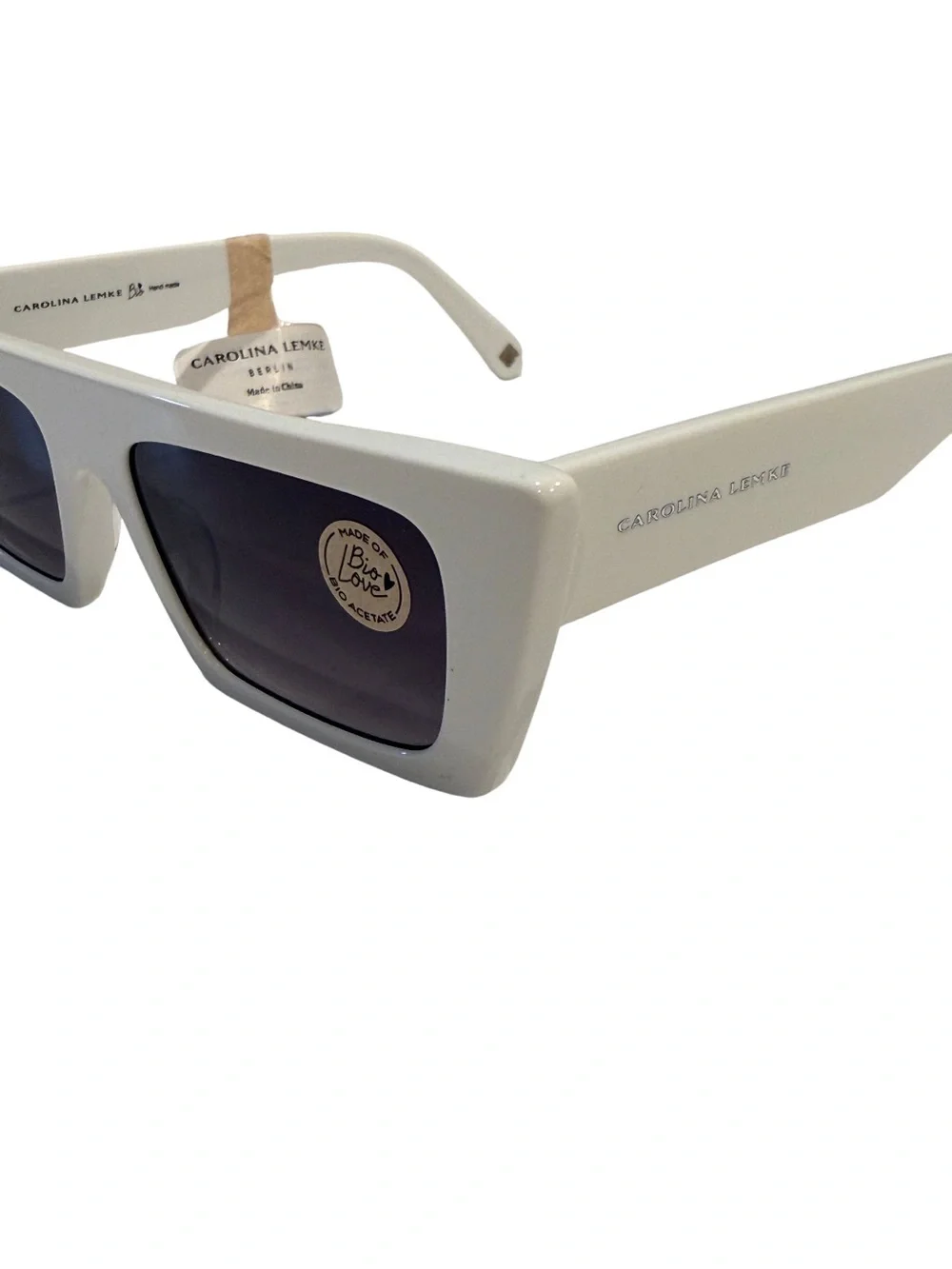 NEW Carolina Lemke White Eilish Bold Retro Sunglasses Boho